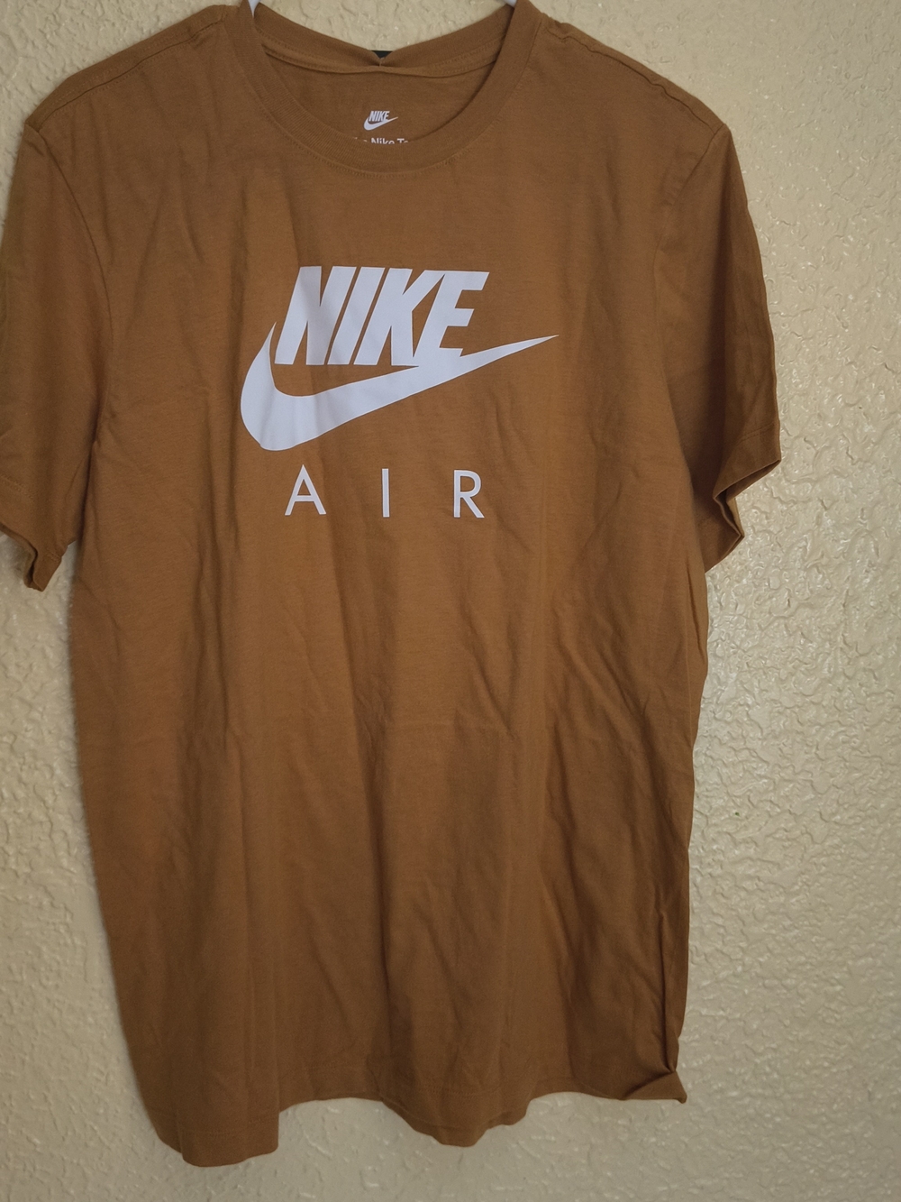 Nike Men’s Air Logo T‑Shirt — Caramel Brown with White Logo